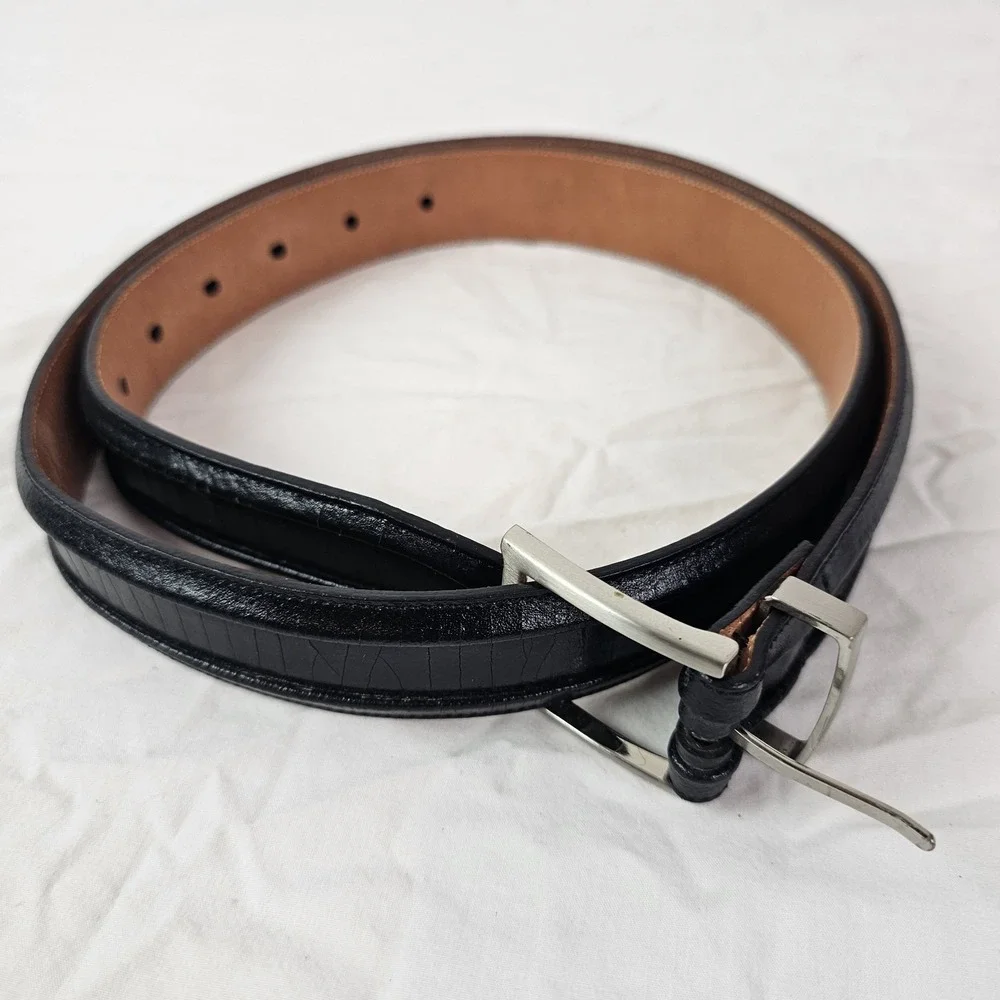 Cubavera Black Cowhide Lined Italian Full Grain Leather Mens Belt IV32003 Sz 36